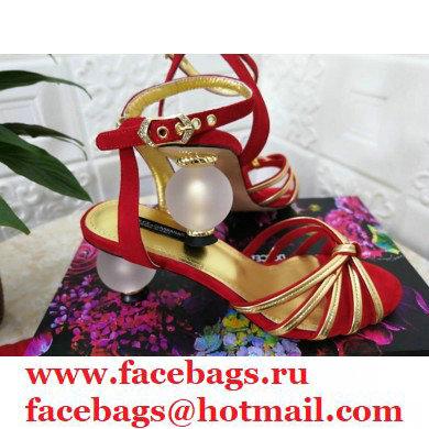 Dolce  &  Gabbana Spherical Acrylic Heel 6.5cm Suede Sandals Red 2021